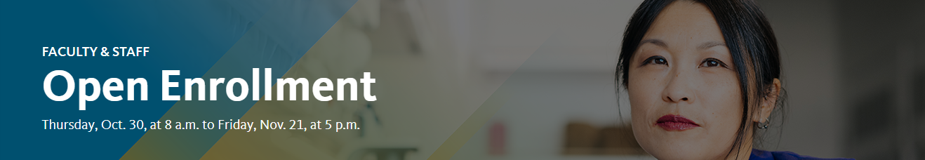 Asian woman linking to the open enrollment webpage